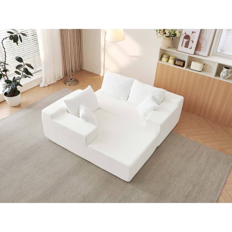 Modular Sectional Sofa with L-Shape Chaise, Chenille Upholstered Cloud Sofa, Corner Deep Seat Sofa with 5 Throw Pillows
