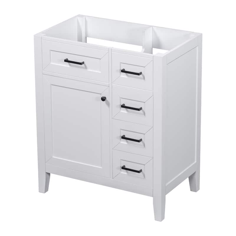 Roomfitters 30" Bathroom Vanity without Sink, Cabinet Base Only, Bathroom Cabinet with Drawers, Solid MDF Frame