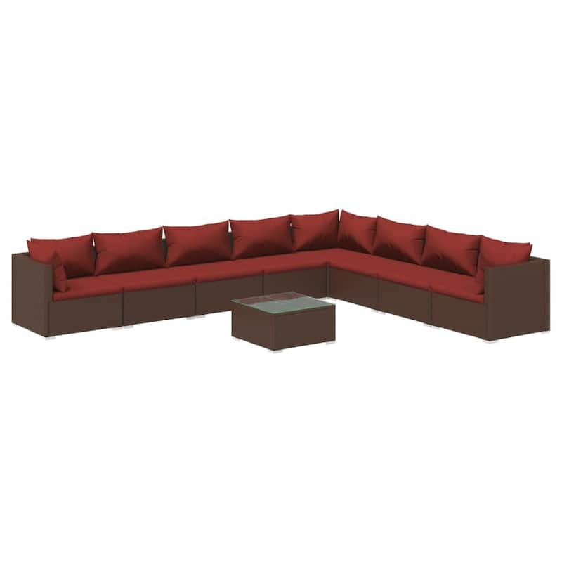 vidaXL Patio Lounge Set Outdoor Sectional Sofa Set Table Garden Poly Rattan - 27.6" x 27.6" x 23.8"
