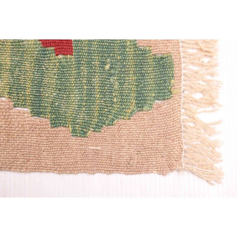 ECARPETGALLERY Flat-Weave Bold and Colorful Dark Red Wool Kilim - 3'10 x 6'0