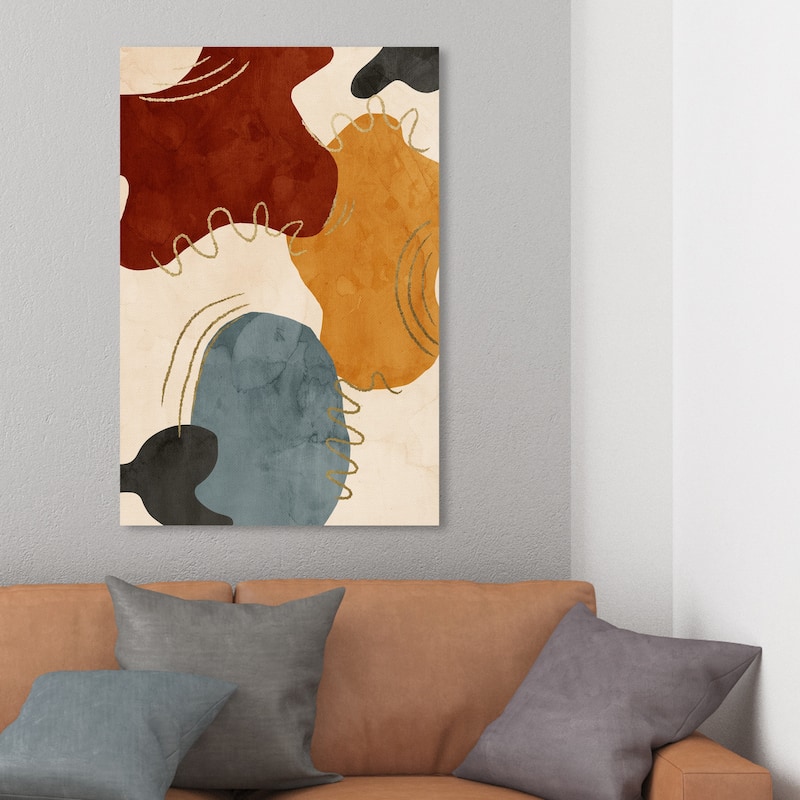 Wynwood Studio 'Shapes in Royal Colors' Abstract Wall Art Canvas Print Paint - Red, White - 24 x 36