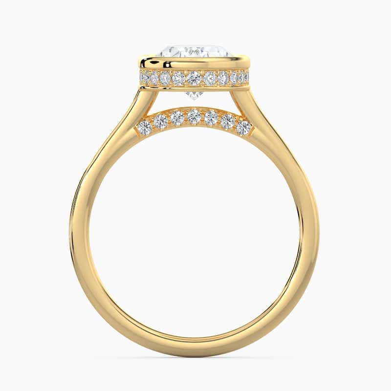 Auriya 14k Gold Lab Grown Oval Diamond Bezel Unique Hidden Halo Engagement Ring 1.00 to 5.00 ct. tw. (F-G, VS)