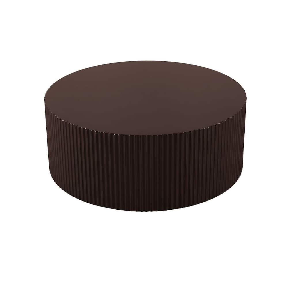 Modern Round Coffee Table Stylish Coffee Table with Hand-Embossed and Painting Finish, for Living Room, Brown