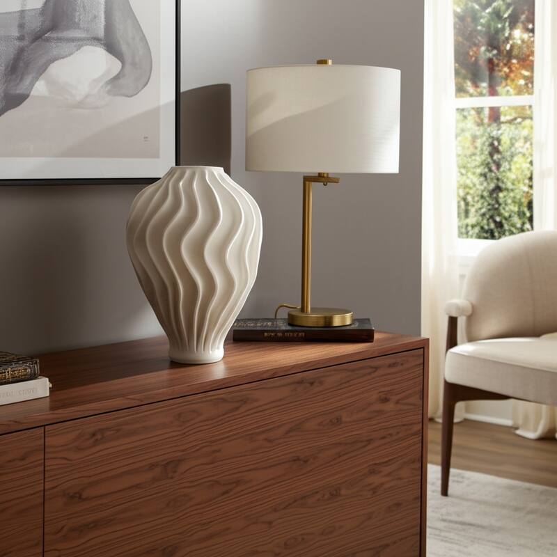 Porcelain Sculptural Vase with Textured Wave Design Modern Form