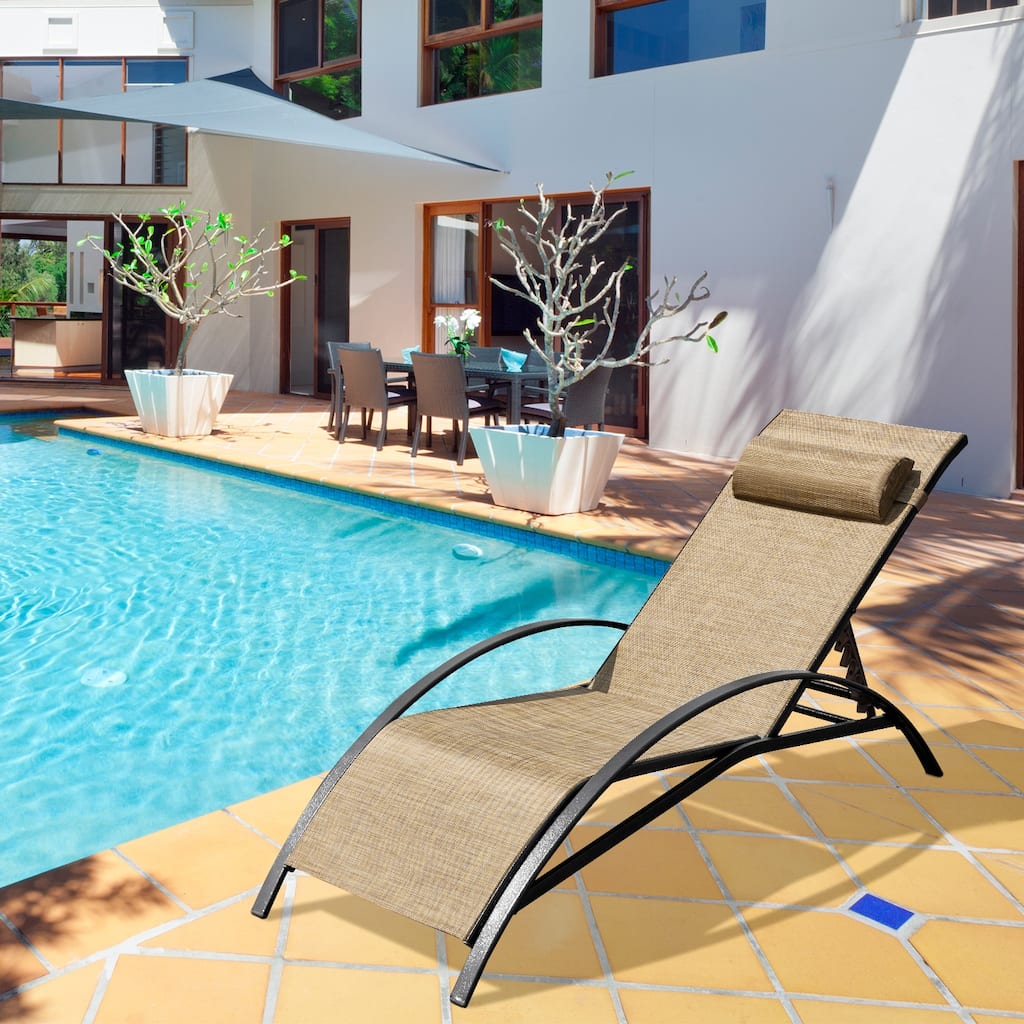 EROMMY 3-Pcs Adjustable Patio Recliner Chair, Includes two Recliners and a Table, Brown - 59.8'' * 22.8''