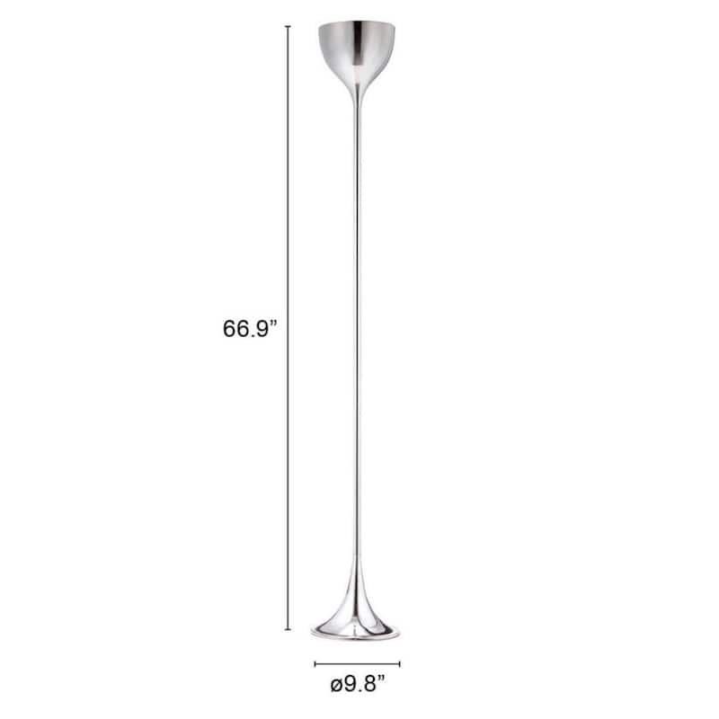 67 Inch Steel Floor Lamp with Silver Bell Shade Modern Design - 9.80” x 9.80” x 66.90”