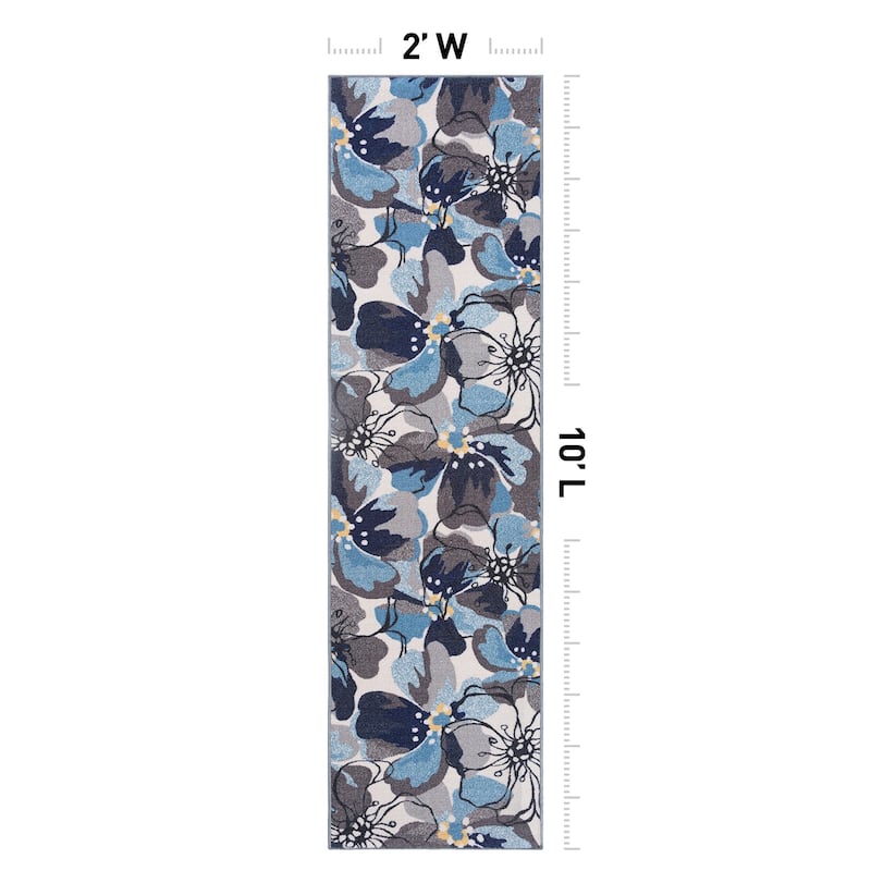 World Rug Gallery Modern Floral Non-Slip Area Rug