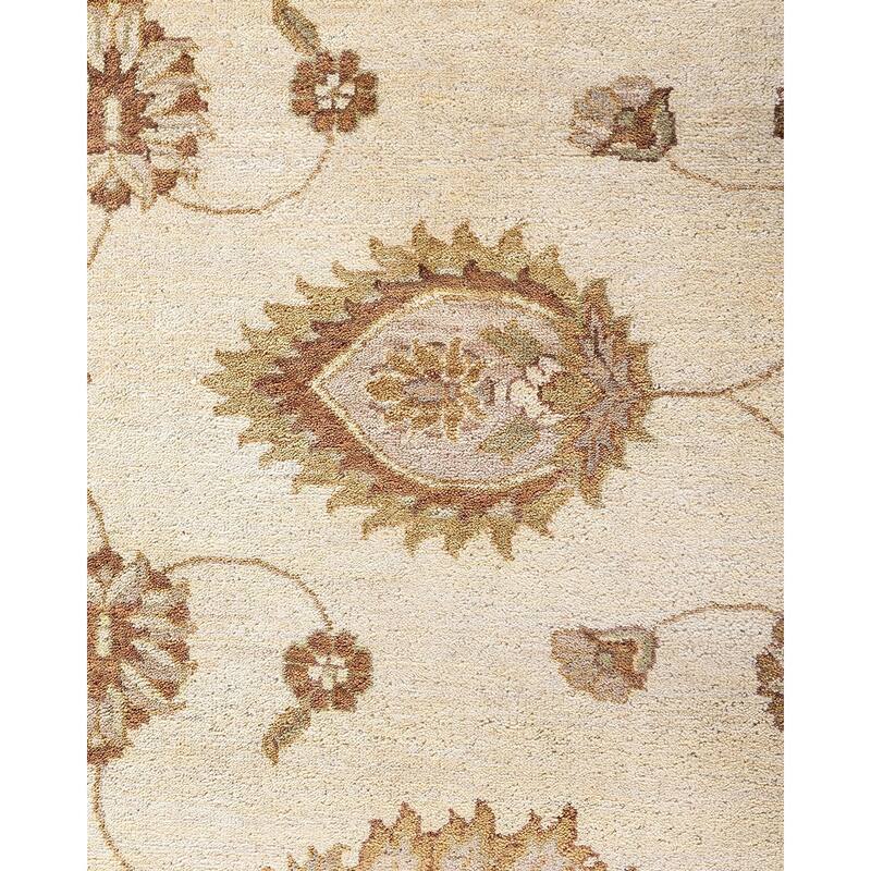 Oushak One-of-a-Kind Hand-Knotted Area Rug, Ivory - 9' 2" x 12' 1"