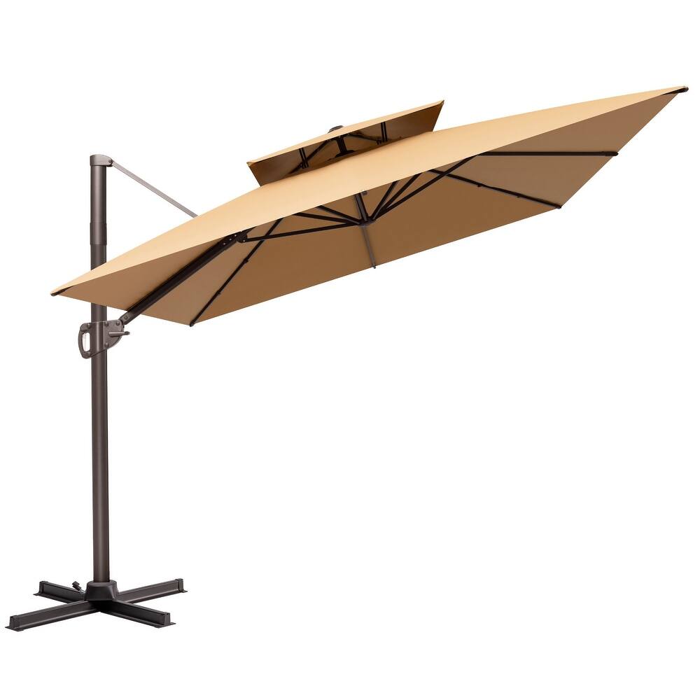 VredHom 9 x 12 FT Outdoor Patio Aluminum Double Top Rectangular Cantilever Umbrella