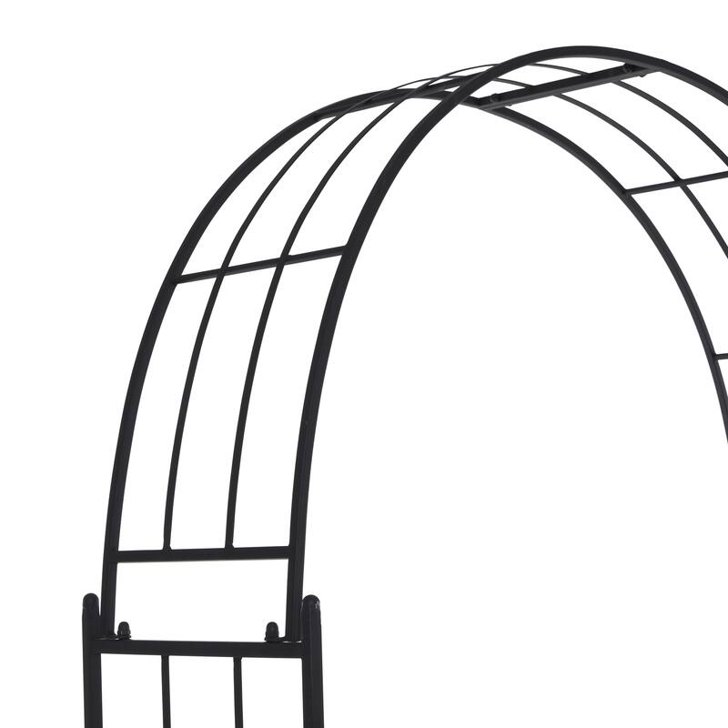 Metal Indoor Outdoor Arched Garden Arbor with Lattice Work Sides - Black or White - Roche River Decor