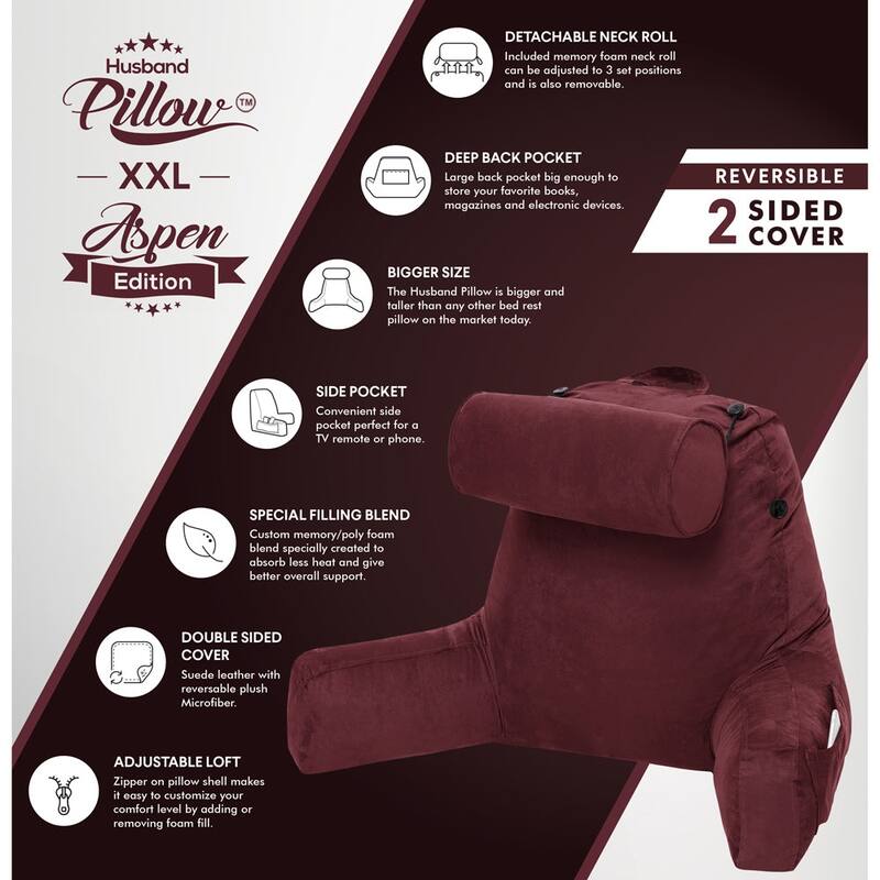 Husband Bedrest Micro-Suede Reading Pillow