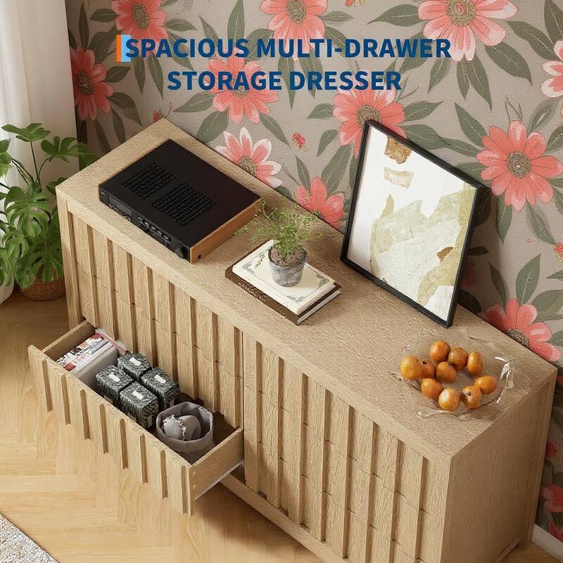 6 Drawers Fluted Dresser, with Handleless
