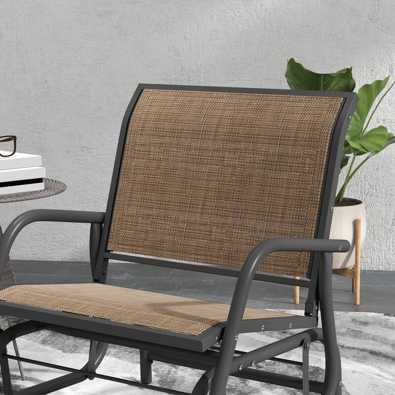 Outsunny Glider/Rocking Chair Set with Breathable Mesh Fabric, Curved Armrest