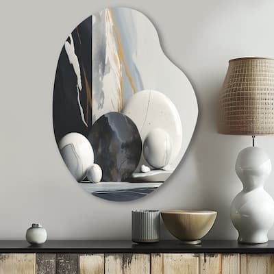 Designart - Abstract Marble Shapes I - Abstract Marble Metal Wall Art - Modern Black Metal Pear Shape Print