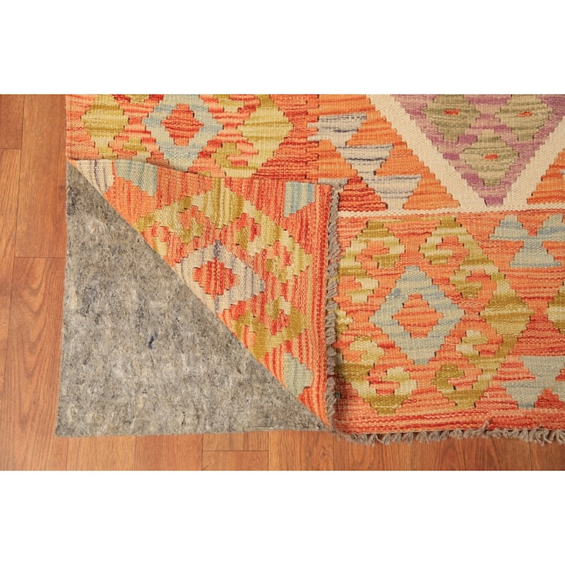 Trellis Geometric Kilim Oriental Area Rug Hand-Woven Wool Carpet - 8'2"x 9'8"