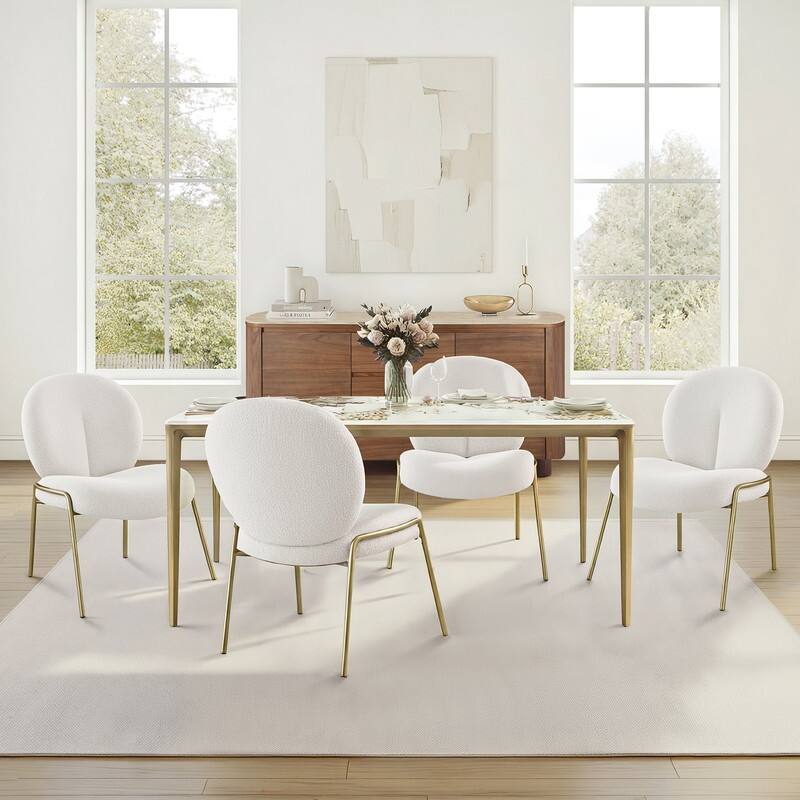 Spruce & Spring Modern Pandora Sintered Stone Dining Table with Sculptural Bronze-Aluminum Base - 55"
