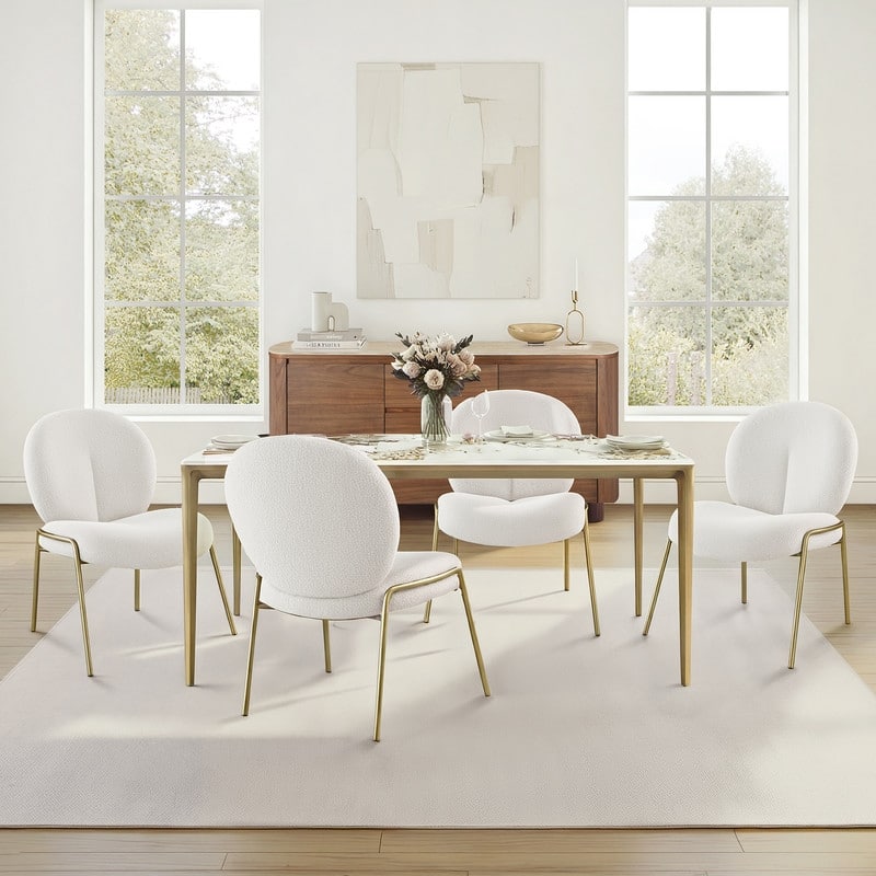 Spruce & Spring Modern Pandora Sintered Stone Dining Table with Sculptural Bronze-Aluminum Base