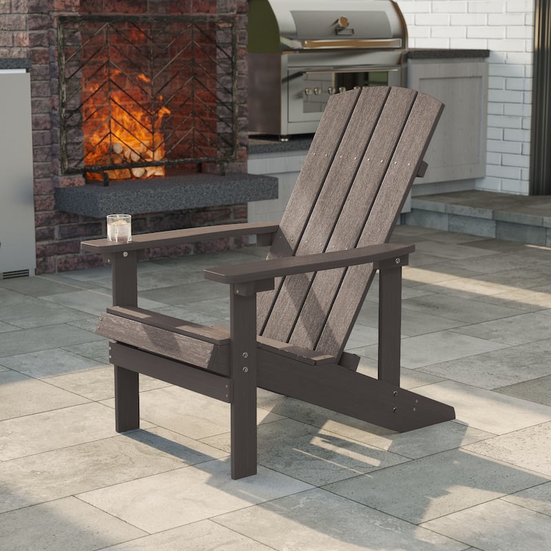 LIVOOSUN Outdoor Recycled Plastic Modern Outdoor Adirondack Chair Set of 1/2/4 - 1 Piece - Brown
