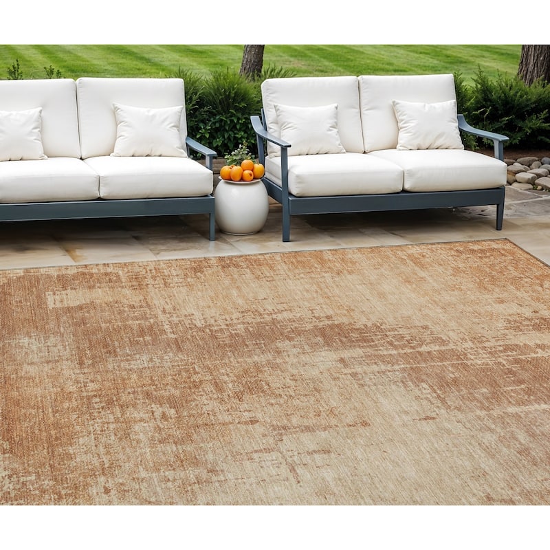 HomeRoots Abstract Transitional Rectangle Outdoor Rug - 9' X 12'