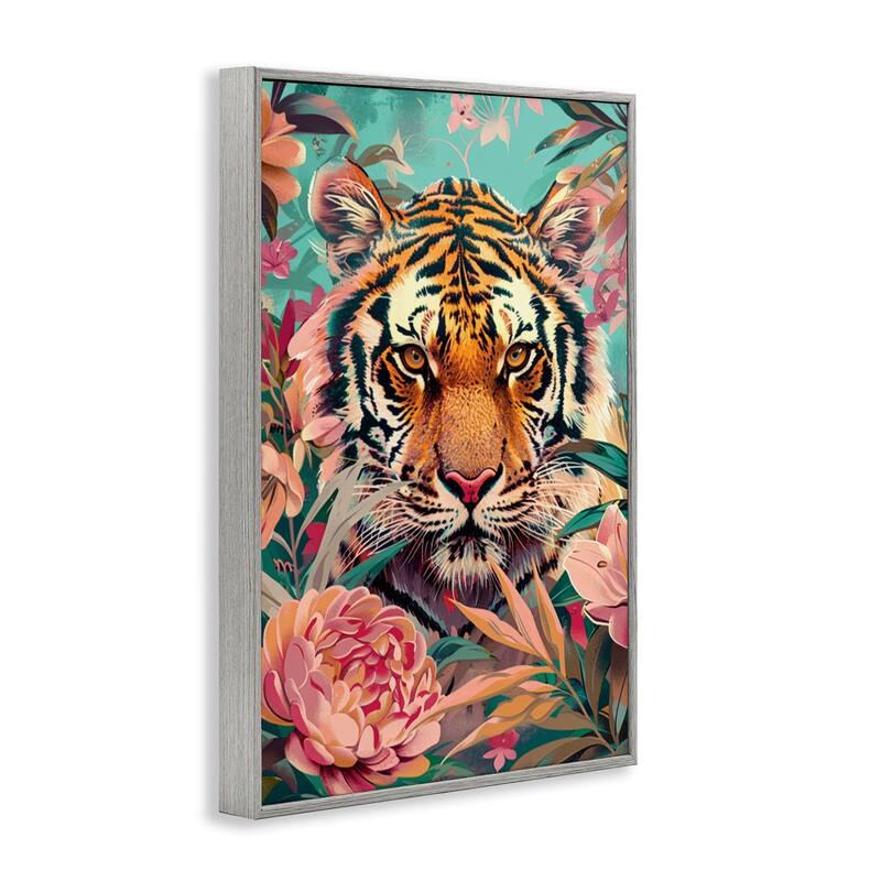 Stupell Fierce Tiger In Waiting Framed Giclee Art Design By LSR Design Studio