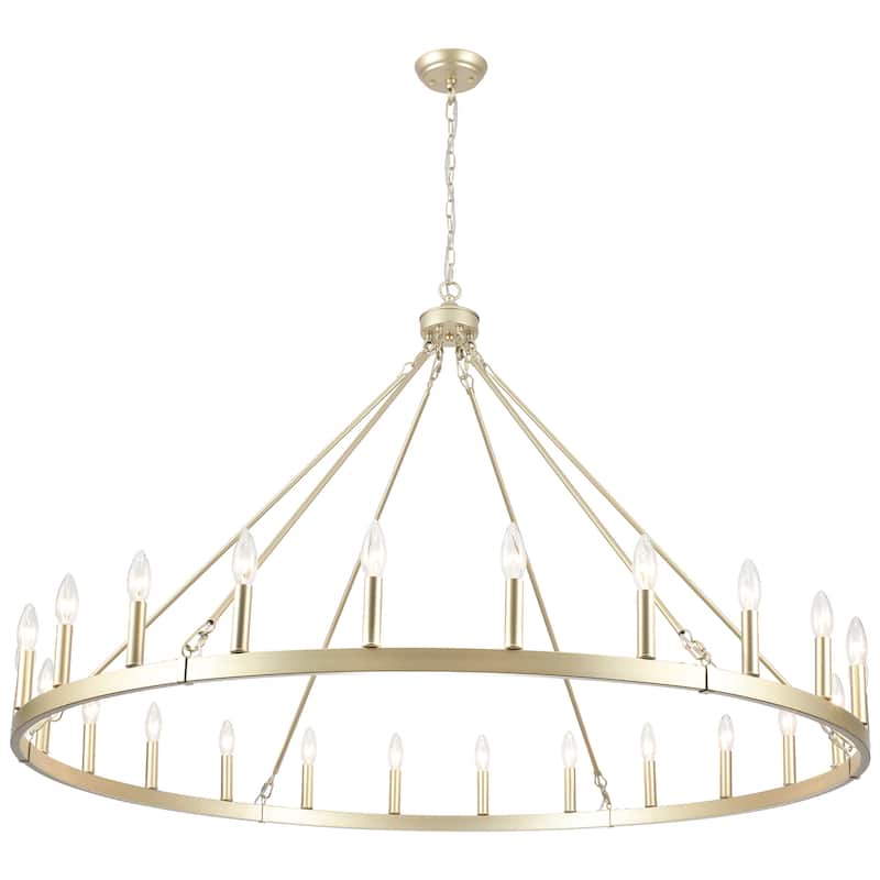 24-Light 51.97-inch Dimmable Round Wagon Wheel Chandelier for Dining Room