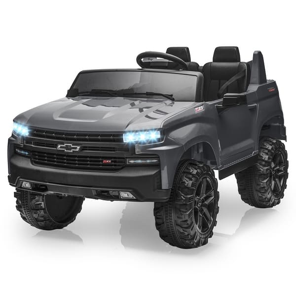 slide 2 of 36, 24V 2-Seater Truck Licensed Chevrolet Silverado Ride On Toy Grey