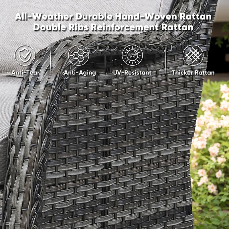 Gymojoy Outdoor 3-piece Steel Wicker Swivel Chair Table Set