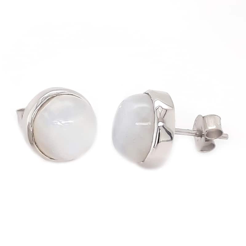 925 Sterling Silver Rainbow Moonstone Studs Earrings