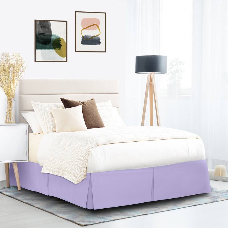 Clara Clark Pleated Bed Skirt-14 inch Tailored Drop - Soft Double Brushed Premium Microfiber Ruffle Bed Skirt - Includes 8 Pins - Lavender - Twin