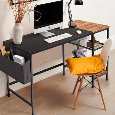 Homall Home Office Desk Study Writing Desk with Storage Bag and Shelf