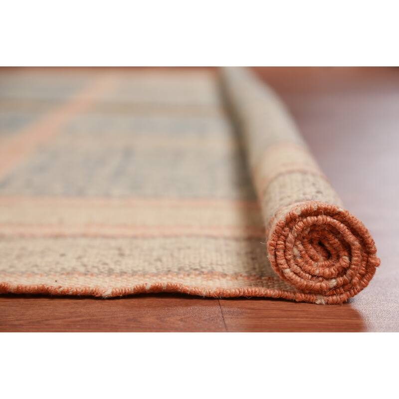 Hand Woven Oriental 100% Jute Carpet Southwestern Modern Navy Blue & Blues Kilim Area Rug - 11' 5'' X 9' 8''