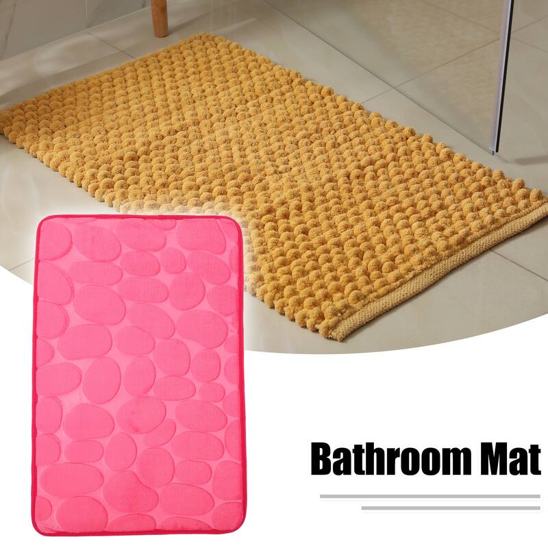 Non-Slip Bathroom Rugs, Polyester Bath Mat, Machine Washable Rose Red Cobblestone Pattern 23.62"x15.75" - Rose Red - 23.62"x 15.75"
