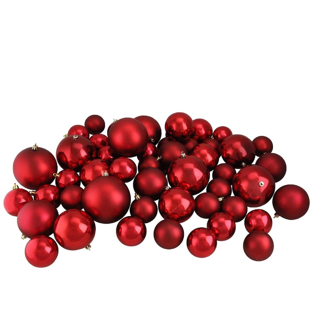 Shatterproof Christmas Ball Ornaments - 2.25" to 4" (100mm) - Red - 50ct