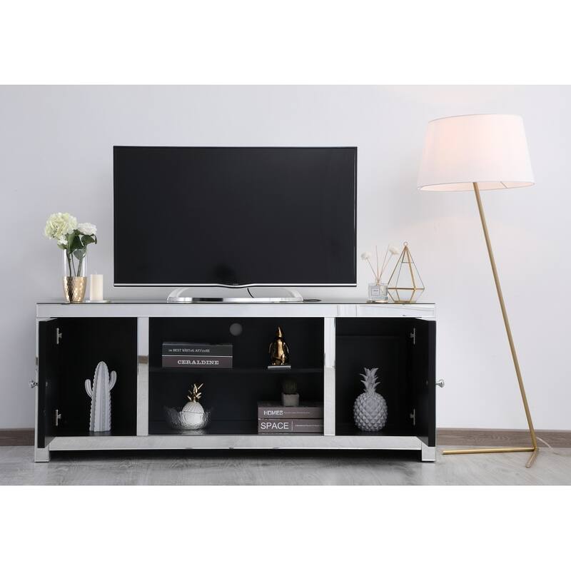 59 in. Mirrored TV stand with Crystals