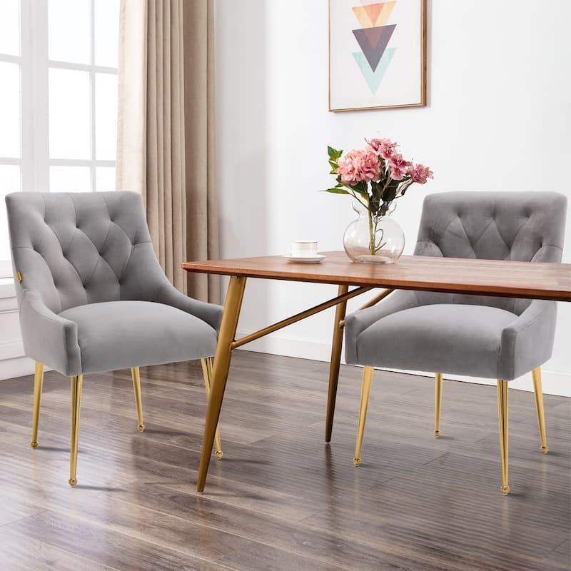GZMR Tufted Velvet Upholstered Dinning Chairs (Set of 2)