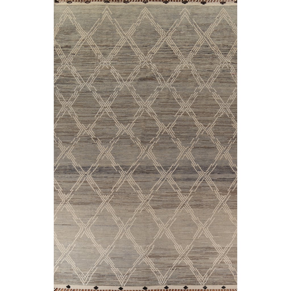 All-Over Trellis Moroccan Oriental Large Area Rug Handmade Wool Carpet - 9'8"x 14'8"