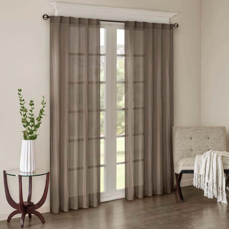 Madison Park Kaylee Solid Crushed Sheer Window Curtain Pair