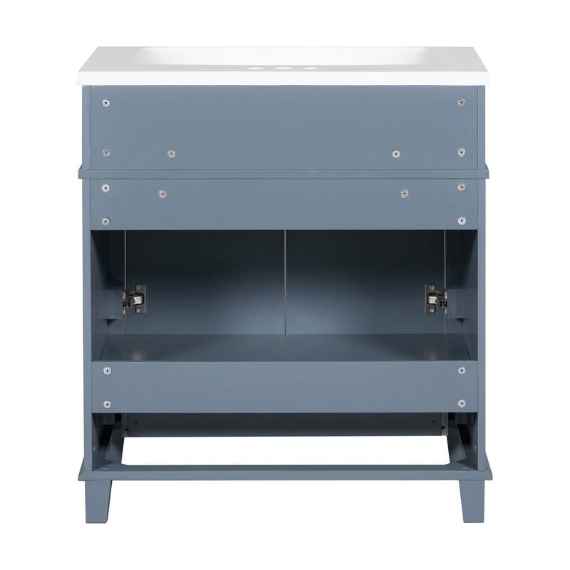 30 inches Freestanding Bathroom Vanity Set in Blue with Integrated Ceramic Sink