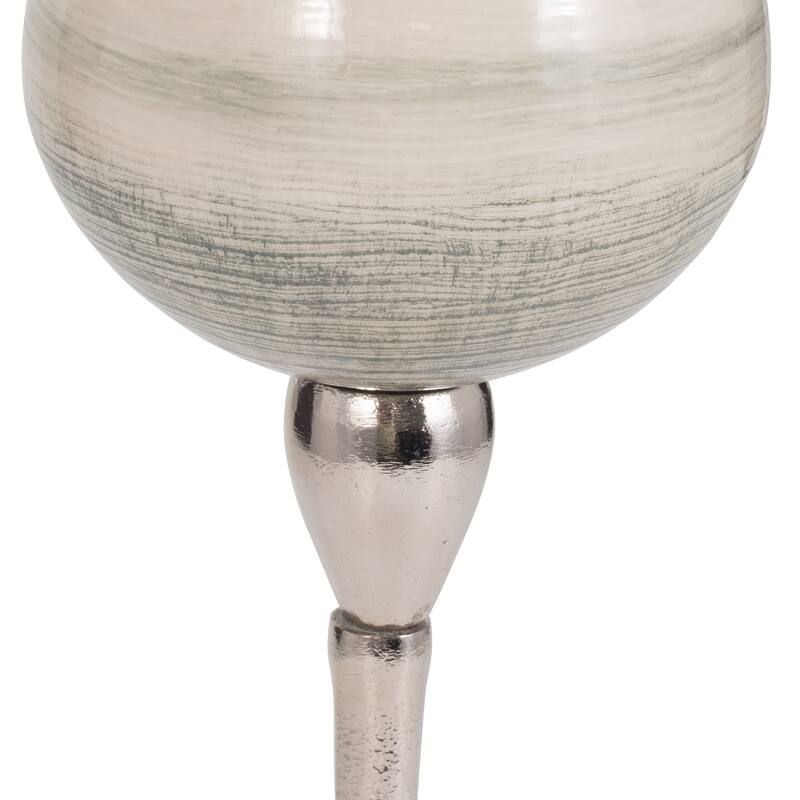 Glass Votive Candle Holder on Marble Stand - Silver