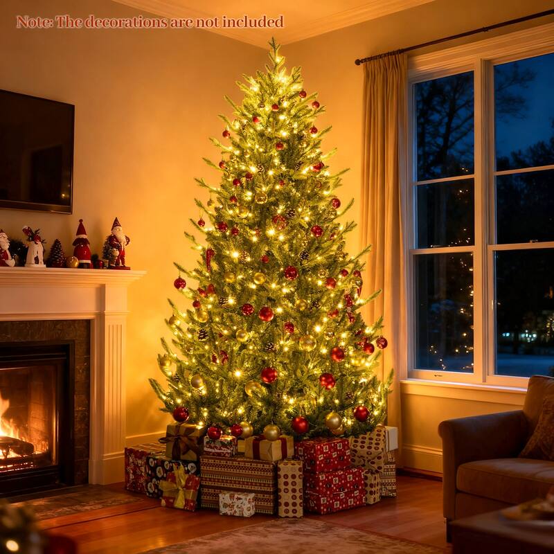 Gymax 7.5 FT Artificial Christmas Tree w/1306 Branch Tips 500 LED