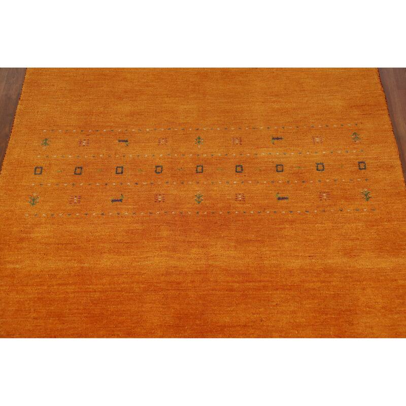Hand Knotted Oriental 100% Wool Carpet Tribal Tribal Oranges & Rust Gabbeh Area Rug - 7' 7'' X 5' 0''