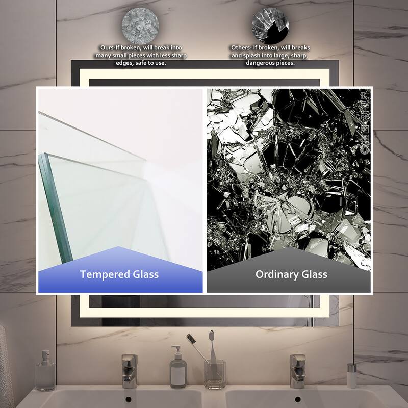 QuivaraView LED lights Frameless Wall Mounted Bathroom Vanity Mirror