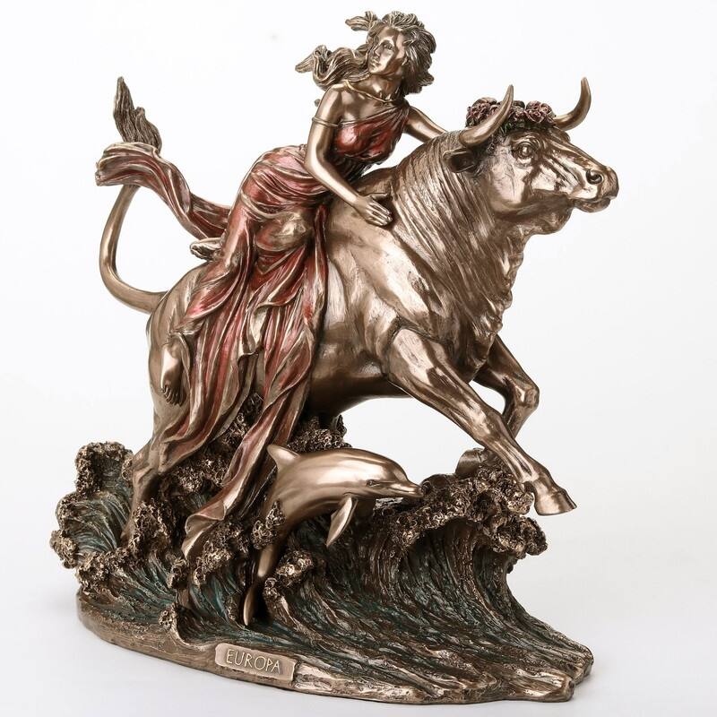 9.45 inches Width Cold Cast Bronze the Abduction of Europa Bronze Finish Figurine