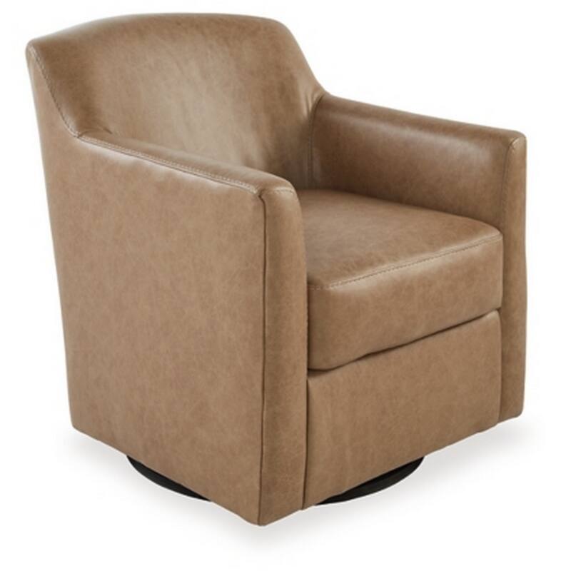 32 Inch Plush Swivel Accent Chair with Shelter Style Armrests, Faux Leather