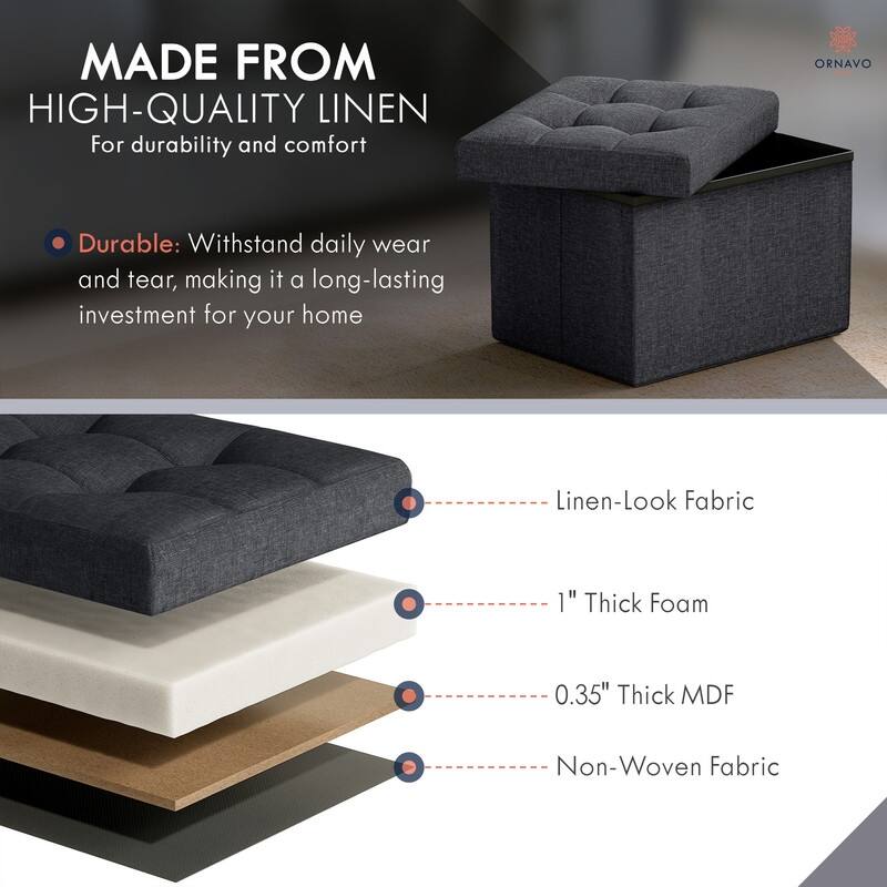 2 Pack Small Rectangle Foldable Storage Ottoman