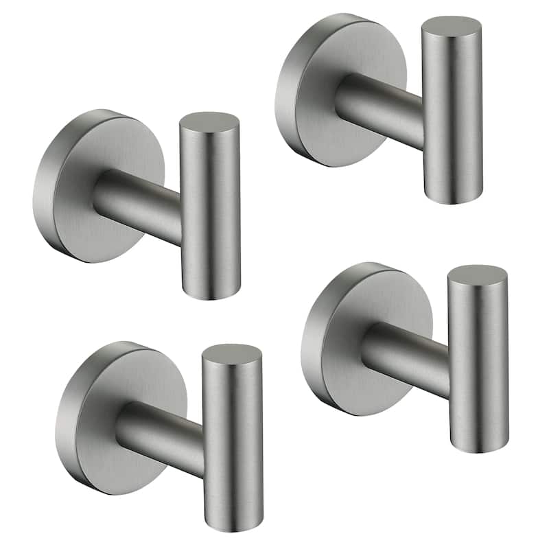 Bathroom Robe Hook Round Towel Hook in 304 Stainless Steel - 4 pack - Brush Nickel-4 pack