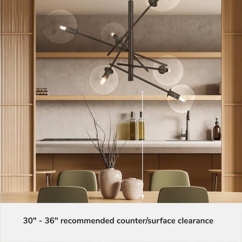 Hunter Farling 6-Light Chandelier - Entry, Dining Room, Living Room - Contemporary, Transitional - Adjustable