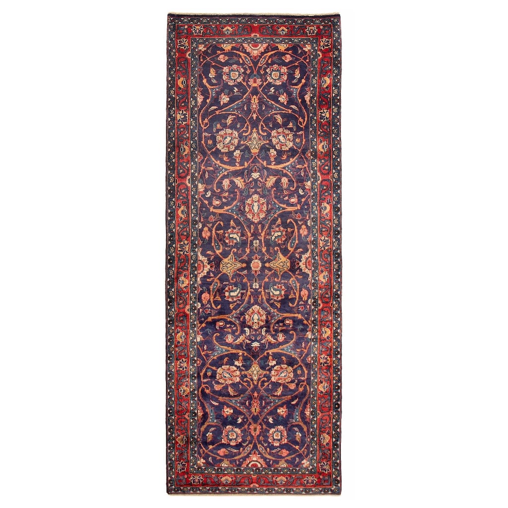 ECARPETGALLERY Hand-knotted Kayseri Vintage Navy Wool Rug - 3'7 x 10'1