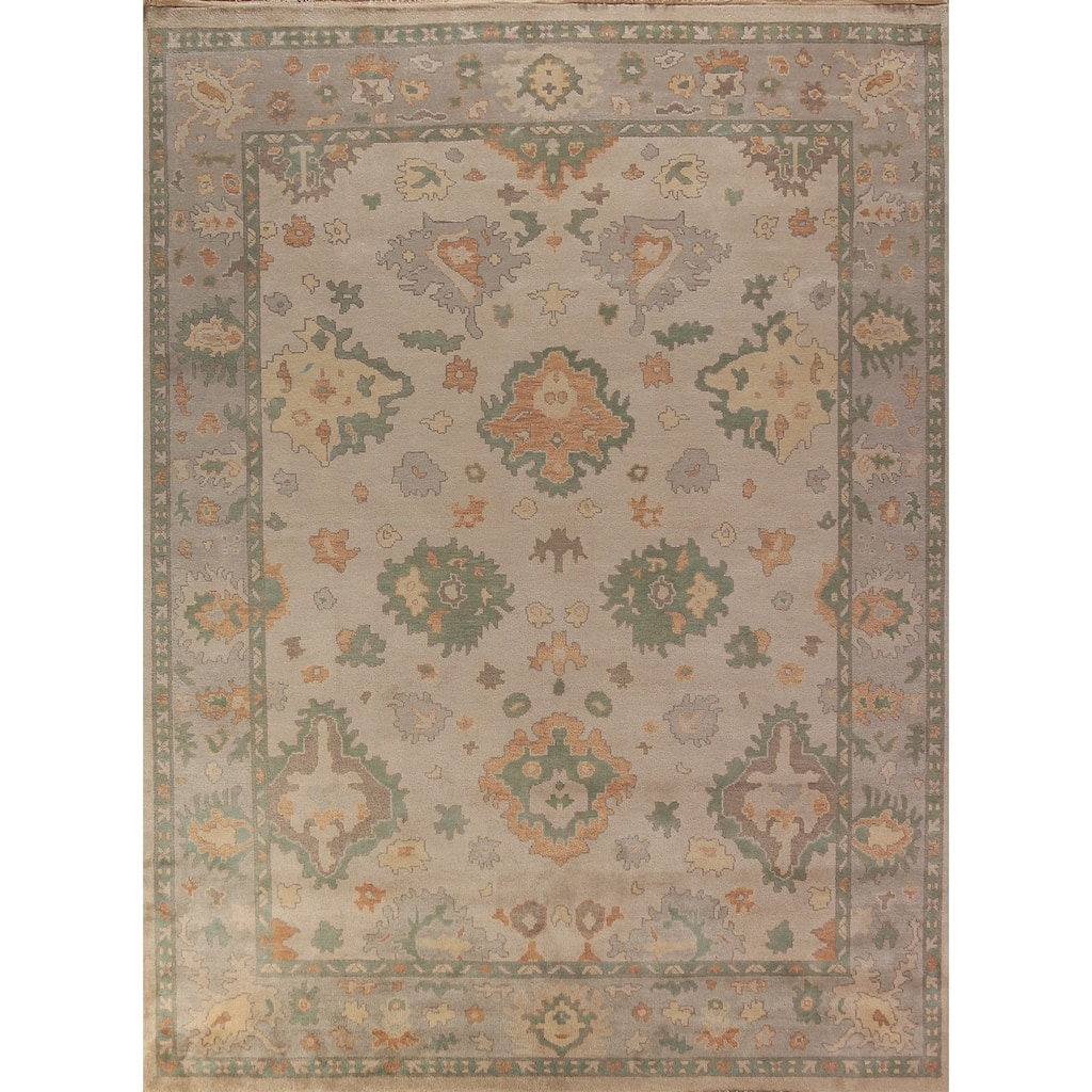 Floral Oushak Oriental Area Rug Handmade Wool Carpet - 9'2"x 11'9"