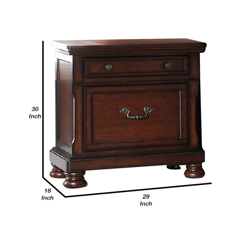 Brown 2 Drawer 18 in. W Nightstand with Sturdy Hardware and Ample Storage